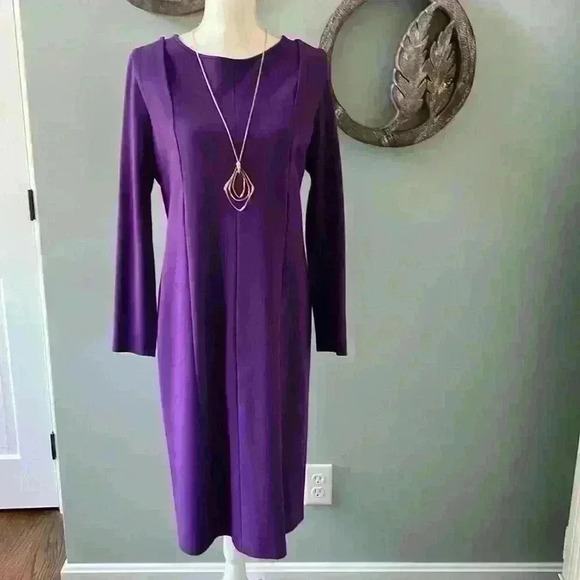 Armani Collezioni purple bateau neck midi dress size 16 - Picture 2 of 6